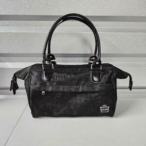 Caboodles Satchel Purse Handbag Top Handle‎ Black Logo Print Travel Bag